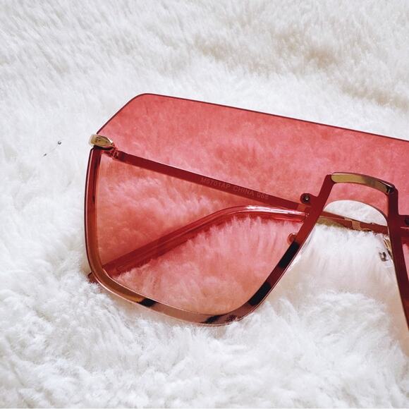 Kalia Pink Rimless Sleek Sunglasses - Picture 2 of 11